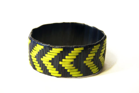 Imfumzo Bangle - Navy and Lime Chevron