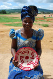 Red and White Geometric Plateau Basket