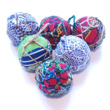 Indigo Blue Textile Ball Ornament