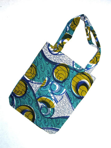 Market Tote Bag - Teal & Tan