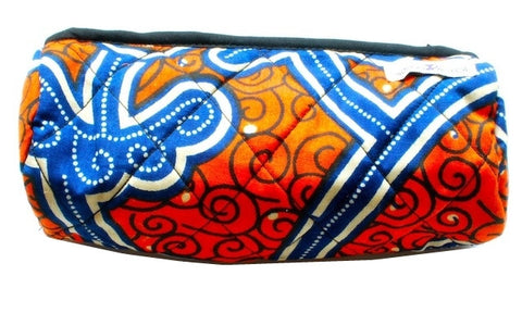 Quilted Pencil Case - Orange & Blue