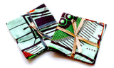 Set of 4 Wine Coasters - Green & Orange