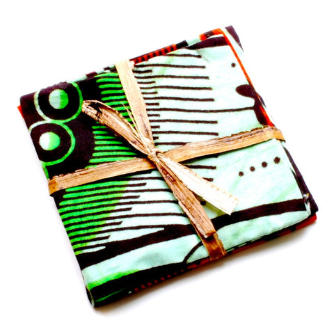 Set of 4 Wine Coasters - Green & Orange